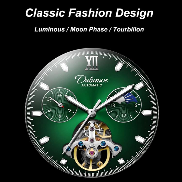 Dulunwe 6049B 30m Waterproof Luminous Flywheel Fully Automatic Mechanical Watch
