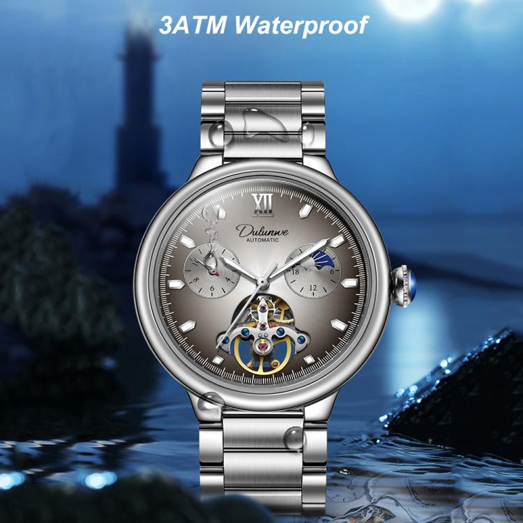 Dulunwe 6049B 30m Waterproof Luminous Flywheel Fully Automatic Mechanical Watch