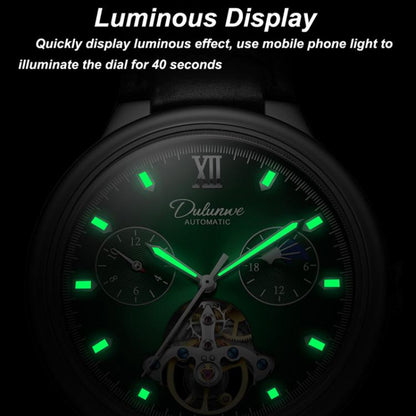 Dulunwe 6049B 30m Waterproof Luminous Flywheel Fully Automatic Mechanical Watch