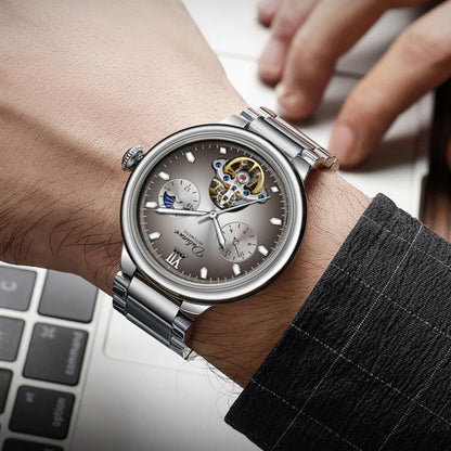 Dulunwe 6049B 30m Waterproof Luminous Flywheel Fully Automatic Mechanical Watch
