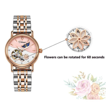 Dulunwe 6023C 30m Waterproof Fully Automatic Mechanical Watch, Rose Gold Leather Pink, Rose Gold Leather Green, Rose Gold Leather Red, Rose Gold Leather White, Natural Leather Pink, Natural Leather Green, Natural Leather Red, Natural Leather White
