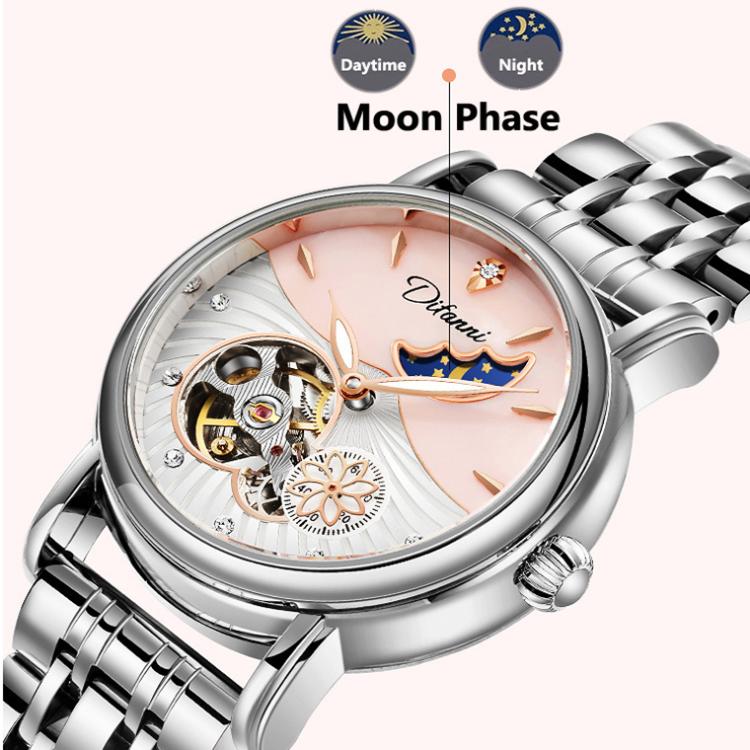Dulunwe 6023C 30m Waterproof Fully Automatic Mechanical Watch, Rose Gold Leather Pink, Rose Gold Leather Green, Rose Gold Leather Red, Rose Gold Leather White, Natural Leather Pink, Natural Leather Green, Natural Leather Red, Natural Leather White