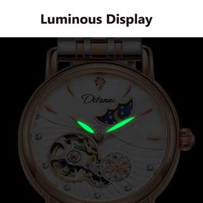 Dulunwe 6023C 30m Waterproof Fully Automatic Mechanical Watch, Rose Gold Leather Pink, Rose Gold Leather Green, Rose Gold Leather Red, Rose Gold Leather White, Natural Leather Pink, Natural Leather Green, Natural Leather Red, Natural Leather White