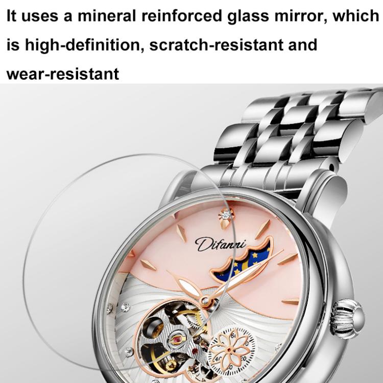 Dulunwe 6023C 30m Waterproof Fully Automatic Mechanical Watch, Rose Gold Leather Pink, Rose Gold Leather Green, Rose Gold Leather Red, Rose Gold Leather White, Natural Leather Pink, Natural Leather Green, Natural Leather Red, Natural Leather White