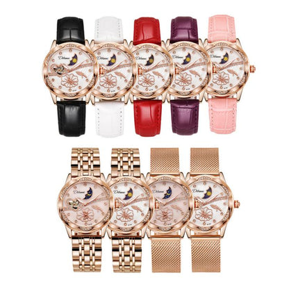 Dulunwe 6018B 30m Waterproof Luminous Automatic Mechanical Watch, Steel Strap White, Steel Strap Pink, Mesh Strap White, Mesh Strap Pink, White Leather Strap, Pink Leather Strap, Red Leather Strap, Black Leather Strap
