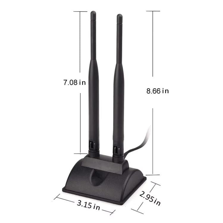 2.4G/5G Dual-Band Antenna with 2 RP-SMA Male Connector Wireless WIFI Router Network Card High Gain Extension Antenna, 2 RP-SMA Male