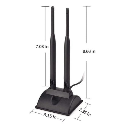 2.4G/5G Dual-Band Antenna with 2 RP-SMA Male Connector Wireless WIFI Router Network Card High Gain Extension Antenna, 2 RP-SMA Male