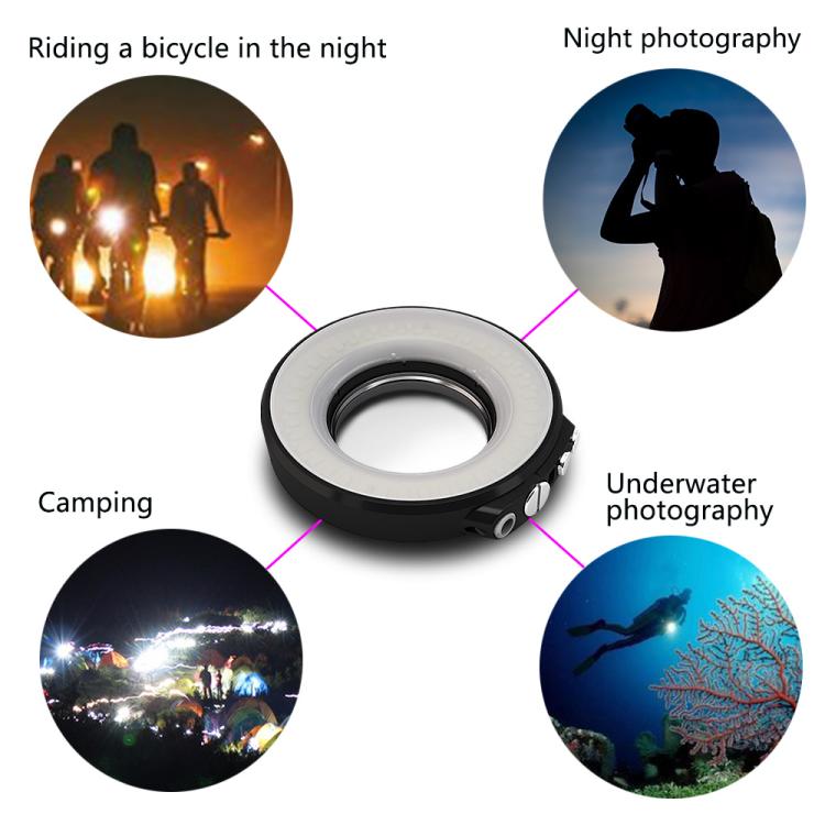 Sea Frogs SL-108 40m/130FT Underwater Photography Macro Ring Light, SL-108 Black