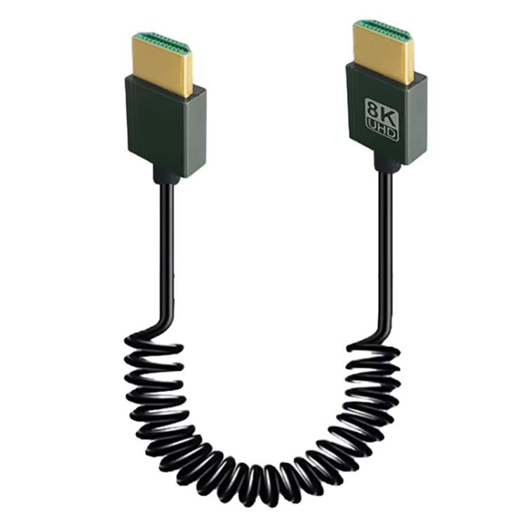 8K 60HZ HDMI 2.1 Spring Cable 0.5m Length, Straight Head, Right Bend, Left Bend, Positive Bend, Reverse Bend, Micro HDMI To HDMI Straight, Micro HDMI Left Bend, Micro HDMI Right Bend, Micro HDMI Positive Bend, Micro HDMI Reverse Bend, Mini HDMI Straigh...