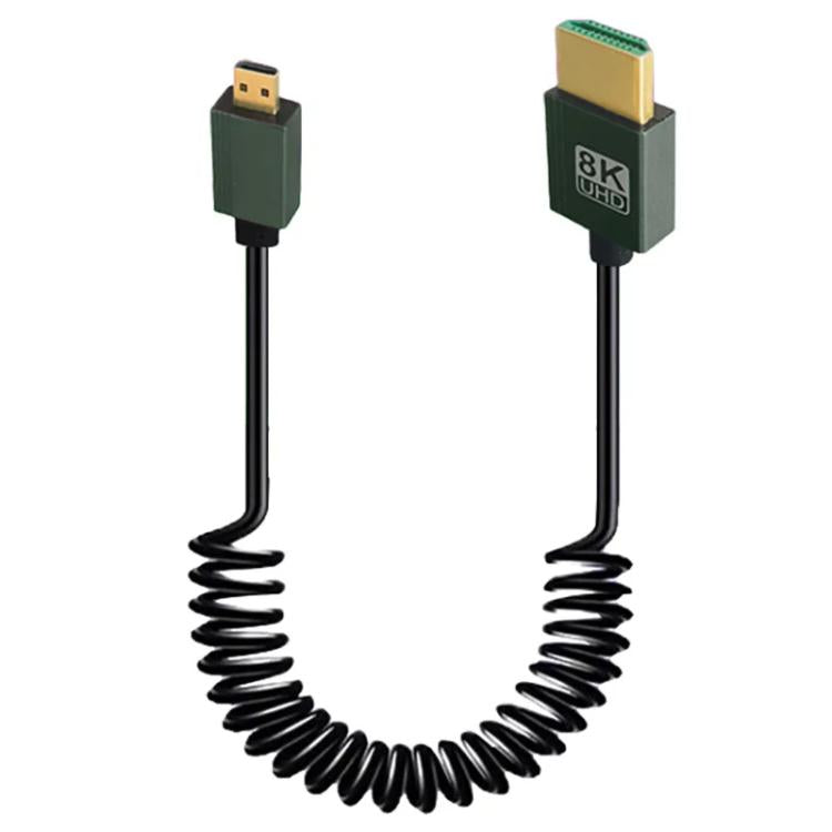 8K 60HZ HDMI 2.1 Spring Cable 0.5m Length, Straight Head, Right Bend, Left Bend, Positive Bend, Reverse Bend, Micro HDMI To HDMI Straight, Micro HDMI Left Bend, Micro HDMI Right Bend, Micro HDMI Positive Bend, Micro HDMI Reverse Bend, Mini HDMI Straigh...