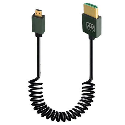 8K 60HZ HDMI 2.1 Spring Cable 0.5m Length, Straight Head, Right Bend, Left Bend, Positive Bend, Reverse Bend, Micro HDMI To HDMI Straight, Micro HDMI Left Bend, Micro HDMI Right Bend, Micro HDMI Positive Bend, Micro HDMI Reverse Bend, Mini HDMI Straigh...