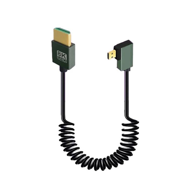 8K 60HZ HDMI 2.1 Spring Cable 0.5m Length, Straight Head, Right Bend, Left Bend, Positive Bend, Reverse Bend, Micro HDMI To HDMI Straight, Micro HDMI Left Bend, Micro HDMI Right Bend, Micro HDMI Positive Bend, Micro HDMI Reverse Bend, Mini HDMI Straigh...