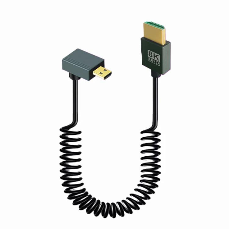 8K 60HZ HDMI 2.1 Spring Cable 0.5m Length, Straight Head, Right Bend, Left Bend, Positive Bend, Reverse Bend, Micro HDMI To HDMI Straight, Micro HDMI Left Bend, Micro HDMI Right Bend, Micro HDMI Positive Bend, Micro HDMI Reverse Bend, Mini HDMI Straigh...