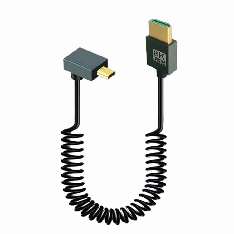 8K 60HZ HDMI 2.1 Spring Cable 0.5m Length, Straight Head, Right Bend, Left Bend, Positive Bend, Reverse Bend, Micro HDMI To HDMI Straight, Micro HDMI Left Bend, Micro HDMI Right Bend, Micro HDMI Positive Bend, Micro HDMI Reverse Bend, Mini HDMI Straigh...