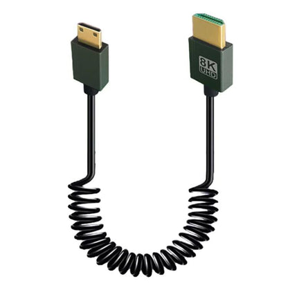8K 60HZ HDMI 2.1 Spring Cable 0.5m Length, Straight Head, Right Bend, Left Bend, Positive Bend, Reverse Bend, Micro HDMI To HDMI Straight, Micro HDMI Left Bend, Micro HDMI Right Bend, Micro HDMI Positive Bend, Micro HDMI Reverse Bend, Mini HDMI Straigh...