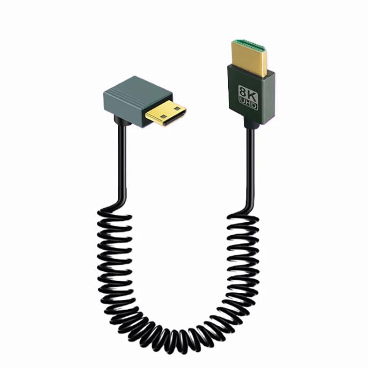 8K 60HZ HDMI 2.1 Spring Cable 0.5m Length, Straight Head, Right Bend, Left Bend, Positive Bend, Reverse Bend, Micro HDMI To HDMI Straight, Micro HDMI Left Bend, Micro HDMI Right Bend, Micro HDMI Positive Bend, Micro HDMI Reverse Bend, Mini HDMI Straigh...