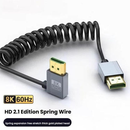 8K 60HZ HDMI 2.1 Spring Cable 0.5m Length, Straight Head, Right Bend, Left Bend, Positive Bend, Reverse Bend, Micro HDMI To HDMI Straight, Micro HDMI Left Bend, Micro HDMI Right Bend, Micro HDMI Positive Bend, Micro HDMI Reverse Bend, Mini HDMI Straigh...