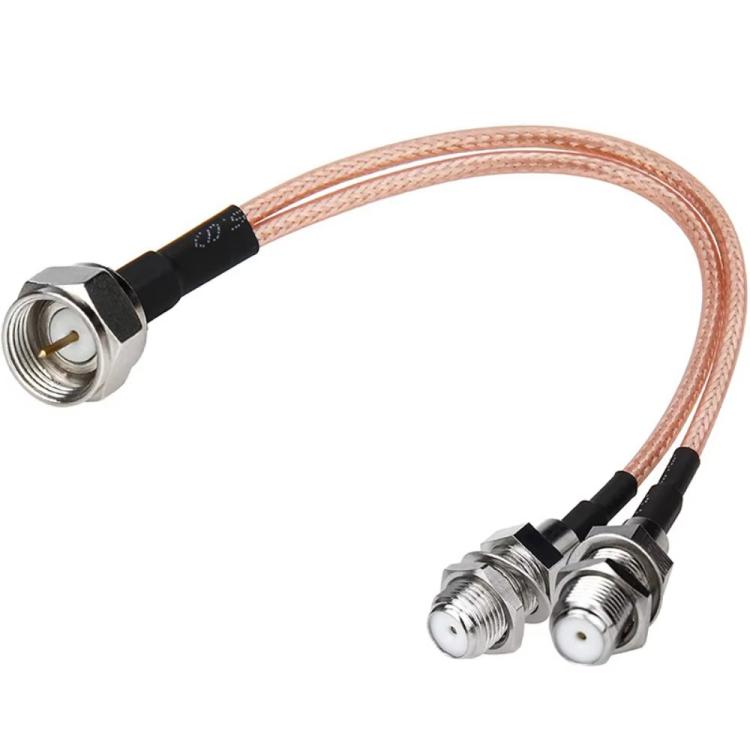 F-Splitter Coaxial RF Cable F Male To Dual Female Splitter, 15cm, 30cm, 50cm