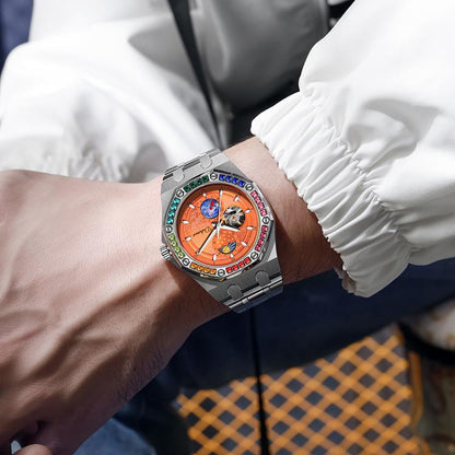 Dulunwe 6030F 30m Waterproof Luminous Mechanical Watch, Steel Strap Orange, Steel Strap Light Blue, Steel Strap Yellow, Steel Strap Black, Silicone Strap Black, Silicone Strap Light Blue, Silicone Strap Orange, Silicone Strap Yellow