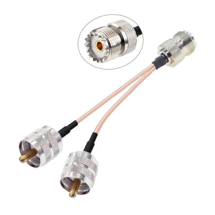 UHF Female To 2 UHF Male 1 In 2 Cable SO239 To PL259Y Adapter Cable, 15cm, 20cm, 30cm