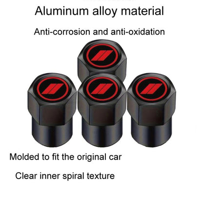 2 Sets Car Modification Aluminum Tire Valve Caps, Graphic Model, Alphabet Model, Red Logo, Blue Logo