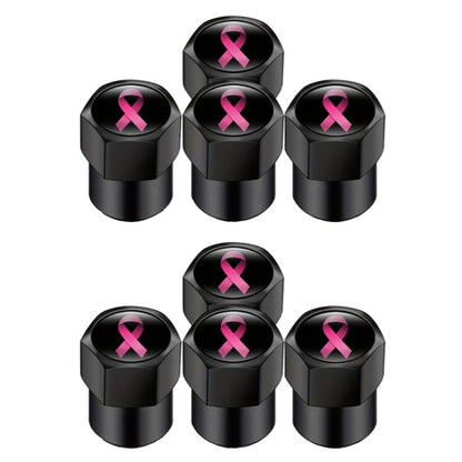 2 Sets Car Modification Aluminum Tire Valve Caps, Colorful Ribbon