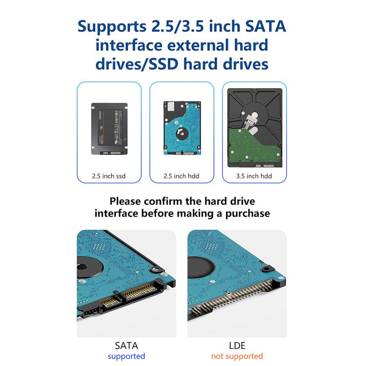 Blueendless MR35TC 3.5-inch USB3.0 2.5/3.5-inch SATA Mobile Hard Disk Box, Type-C US Plug, Type-C EU Plug, Type-C UK Plug, Type-C AU Plug