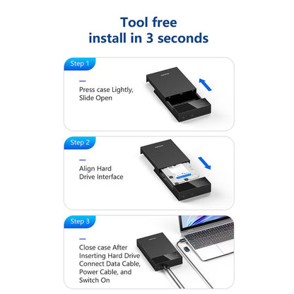 Blueendless MR35TC 3.5-inch USB3.0 2.5/3.5-inch SATA Mobile Hard Disk Box, Type-C US Plug, Type-C EU Plug, Type-C UK Plug, Type-C AU Plug