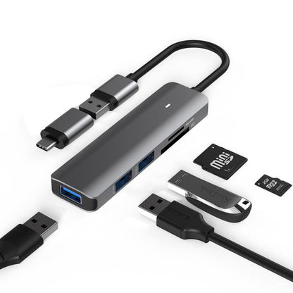 Blueendless Type-C Expansion Dock Multifunctional HUB Docking Station, 4-in-1 USB3.0 x 4, 5-in-1 USB3.0 x 3 + SD/TF3.0