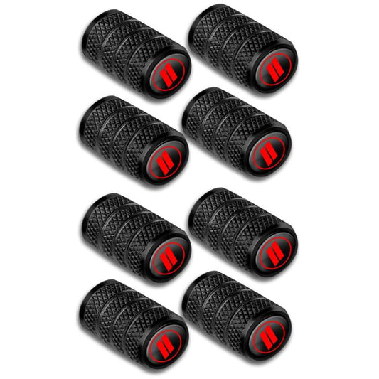 2 Sets Car Modification Aluminum Tire Valve Caps, Red Strip Grid