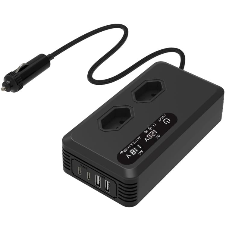 Gurxun Dual Digital Display Car Inverter With 2 USB+2 Type-C Ports, Universal Plug 220V, Universal Plug 110V, Brazil Plug 220V, Brazil Plug 110V, US Plug 110V