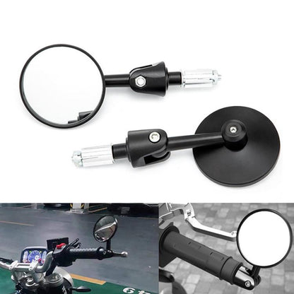 2pcs /Set Motorcycle Rearview Mirror Modified Retro Folding Round E-Bike Universal Reversing Mirror Reflector, Flat