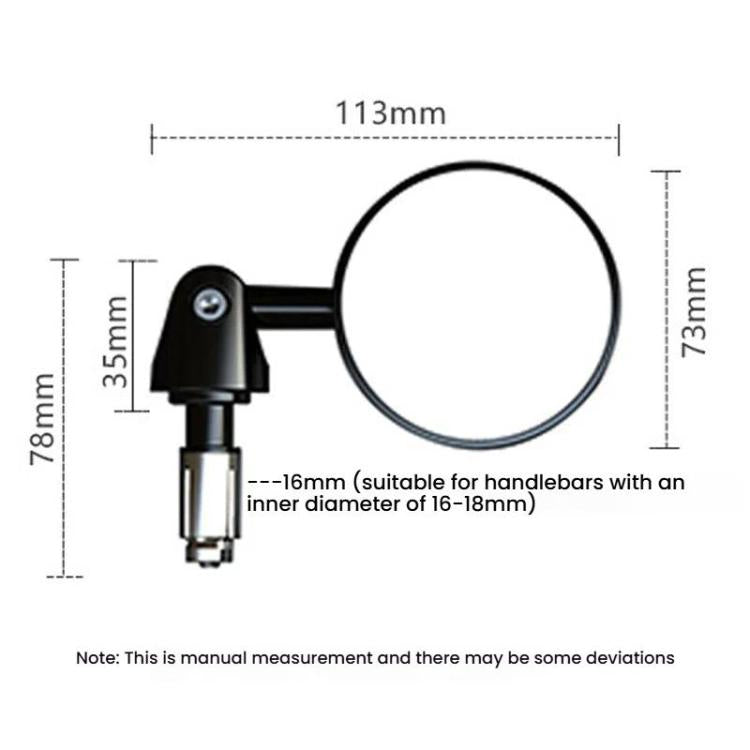 2pcs /Set Motorcycle Rearview Mirror Modified Retro Folding Round E-Bike Universal Reversing Mirror Reflector, Flat