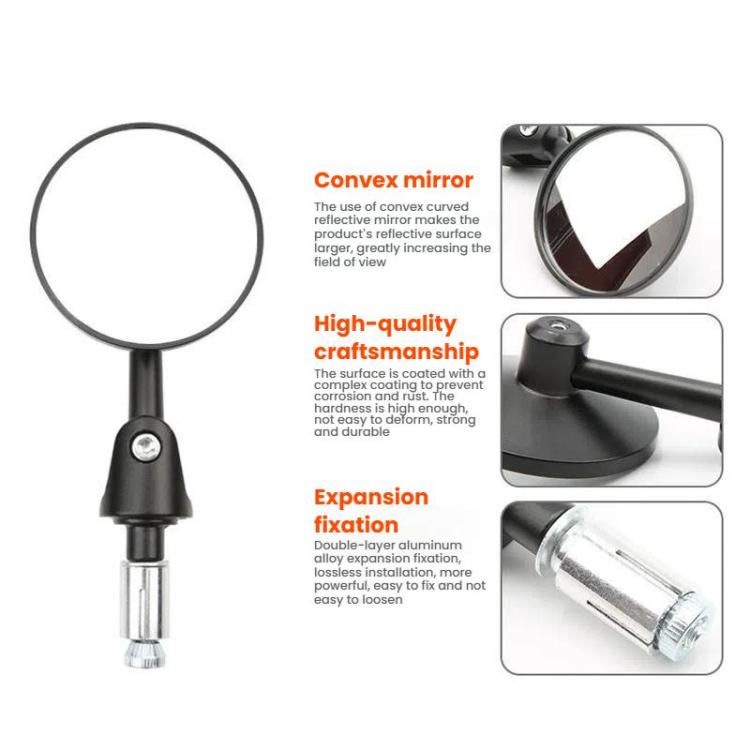 2pcs /Set Motorcycle Rearview Mirror Modified Retro Folding Round E-Bike Universal Reversing Mirror Reflector, Flat