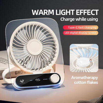 199-speed Desktop wall-mounted Fan With Handle & Light Built-in Aromatherapy Cotton