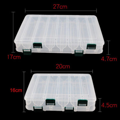 Large Capacity Double Layer Lure Storage Box Fish Hook String Hook Tool Box, 10-grids, 14-grids