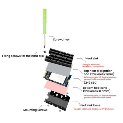 FinalCool  M.2 2242 SSD Solid State Drive Heat Sink Aluminum Radiator, M.2 2242 Black