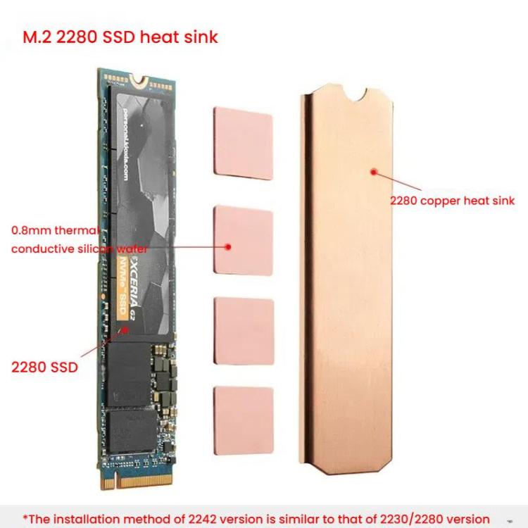 Pure Copper SSD Heat Sink for Game Consoles / Laptops / Mini Hosts, FinalCool M.2 2242, FinalCool M.2 2280