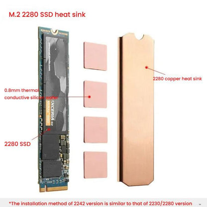 Pure Copper SSD Heat Sink for Game Consoles / Laptops / Mini Hosts, FinalCool M.2 2242, FinalCool M.2 2280