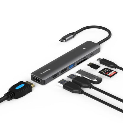 Blueendless Multifunctional Type-C Docking Station, 5-in-1 HDMI + PD + USB3.0 + USB2.0 x 2, 7-in-1 HDMI + PD + USB3.0 + USB2.0 x 2 + SD + TF