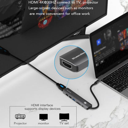 Blueendless Multifunctional Type-C Docking Station, 5-in-1 HDMI + PD + USB3.0 + USB2.0 x 2, 7-in-1 HDMI + PD + USB3.0 + USB2.0 x 2 + SD + TF