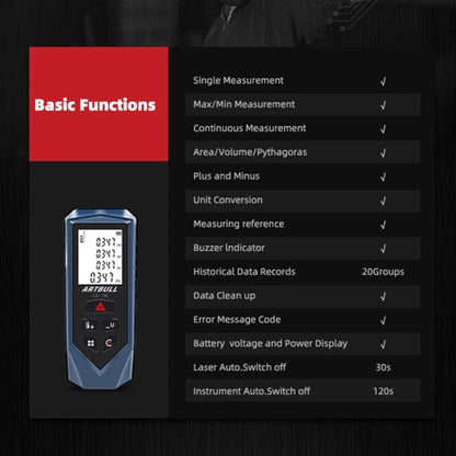 ARTBULL Handheld Infrared Laser Distance Meter Electronic Ruler, 50m