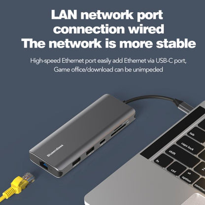 Blueendless Multifunctional Type-C HD Gigabit Network Docking Station, 10-in-1 DP+HDMI Dual 8K, 10-in-1 Dual HDMI 8K+4K