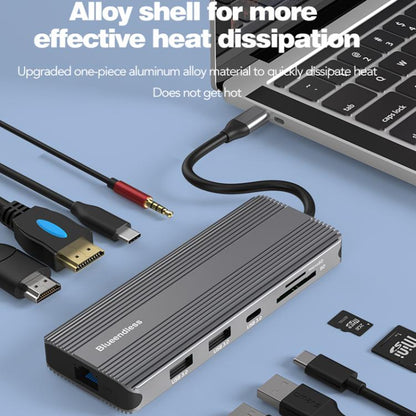 Blueendless Multifunctional Type-C HD Gigabit Network Docking Station, 10-in-1 DP+HDMI Dual 8K, 10-in-1 Dual HDMI 8K+4K