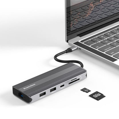Blueendless Multifunctional Type-C HD Gigabit Network Docking Station, 10-in-1 DP+HDMI Dual 8K, 10-in-1 Dual HDMI 8K+4K