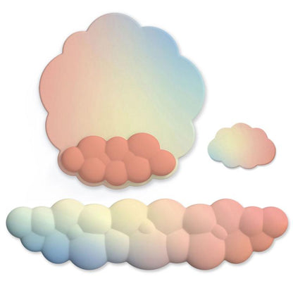 3pcs / Set Cloudy Gradient Memory Foam Silicone Wrist And Keyboard Mouse Pad, Model 3, Model 5, Model 8, Model 9, Model 10, Model 11, Model 12, Model 13, Model 14, Green, Blue+Yellow, Blue+Gray, Navy Blue+Gray