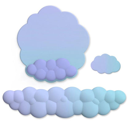 3pcs / Set Cloudy Gradient Memory Foam Silicone Wrist And Keyboard Mouse Pad, Model 3, Model 5, Model 8, Model 9, Model 10, Model 11, Model 12, Model 13, Model 14, Green, Blue+Yellow, Blue+Gray, Navy Blue+Gray