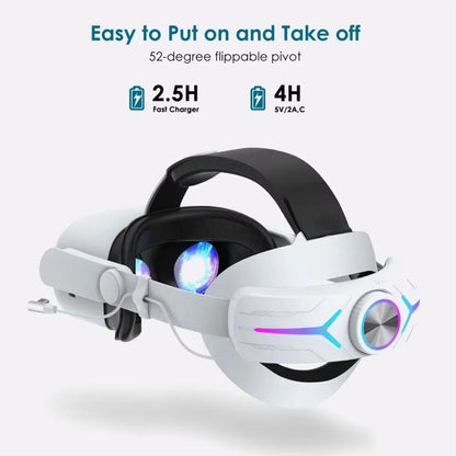 For Meta Quest 2 VR RGB Head Strap Adjustable Headband Built-in 8000 mAh Battery, For Meta Quest 2 (Gaming White), For Meta Quest 2 (Gaming Black), For Meta Quest 2 (White)