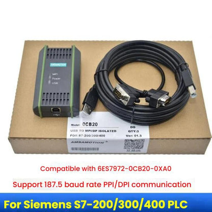 AMSAMOTION USB-MPI Programming Cable For Siemens S7-200/300/400PLC / 6ES7972-0CB20-0XA0, 2.5m, Photoelectric Isolation 4.5m, Electromagnetic Isolation 4.5m