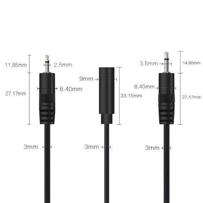 Mono Cable 2Pin AUX Single Head Cable Speaker Audio Power Cord Audio Cord, Length: 25cm, 2.5mm Male, 2.5mm Female, 3.5mm Male, 3.5mm Female